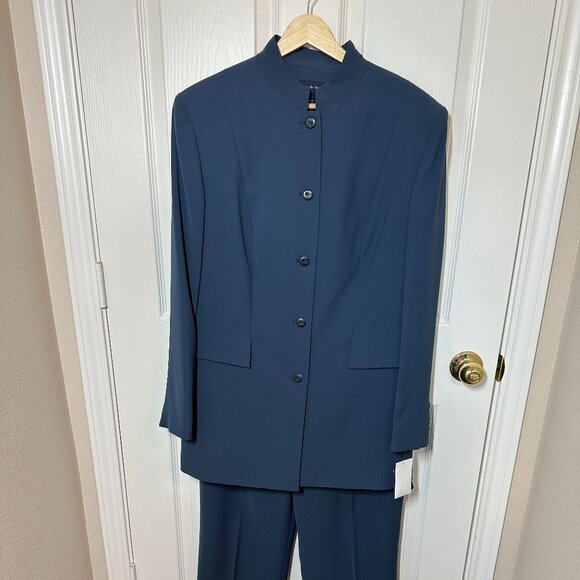 Vintage 90's 2 piece Blue Pant Suit Set Plus Size 14 NWT - Picture 9 of 11